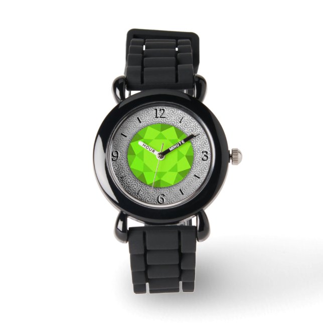 Reloj De Pulsera Damasco plateado con piedra peritana falsa (Anverso)