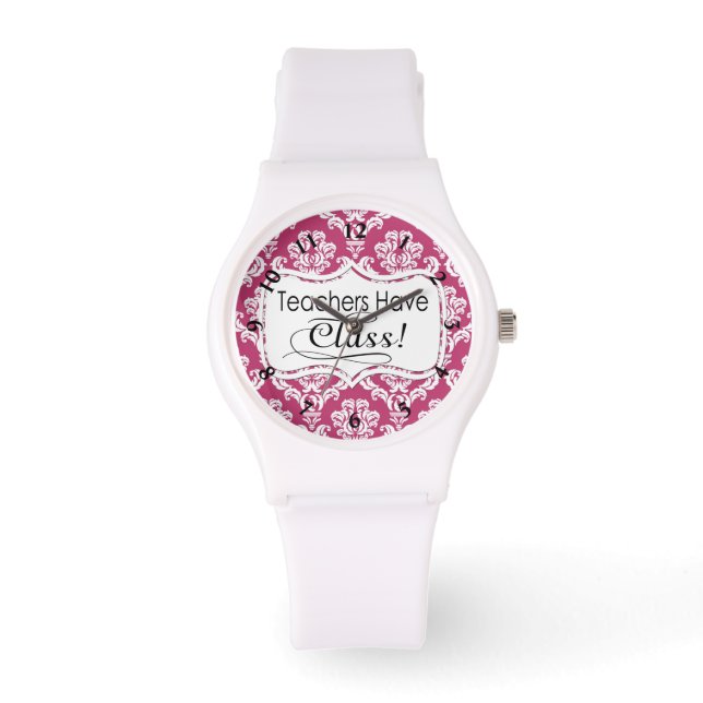 Reloj De Pulsera Damasco rosa, profesores tienen clase (Anverso)
