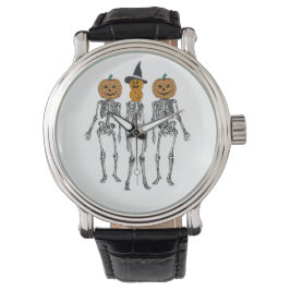 Reloj De Pulsera Dancing Skeleton Cabeza de calabaza Funny Hallowee