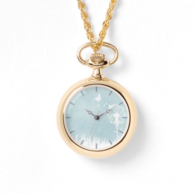 Reloj De Pulsera Dandelions, mariposas y cielos azules (Anverso)