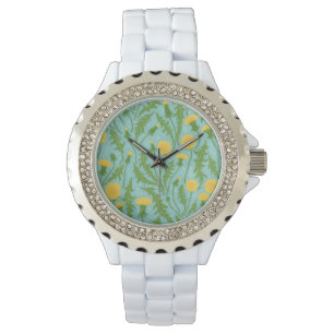 Reloj De Pulsera Dandelions, verde, amarillo y azul