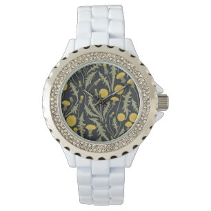 Reloj De Pulsera Dandelions, verde, amarillo y negro