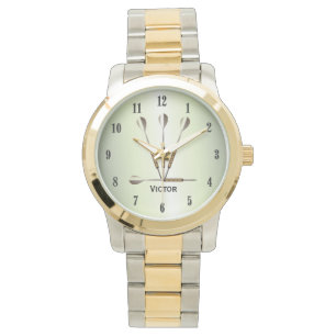 Reloj De Pulsera Dardos Green Hue Nombre personalizado Números negr