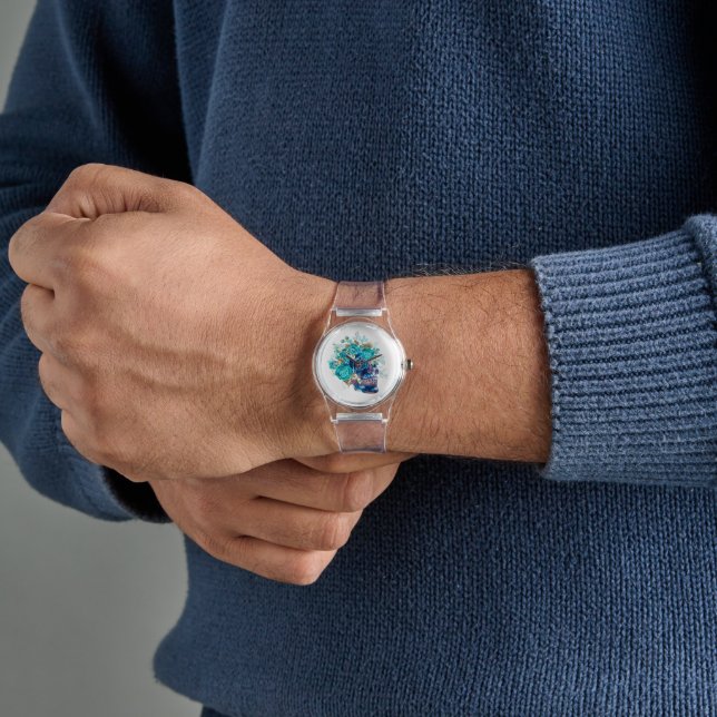 Reloj de pulsera Dark Elegance – Blue Bloom Requie (Mano)