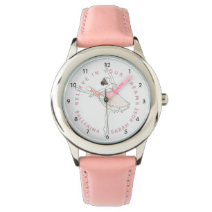 Reloj De Pulsera Dark Pink Ballerina Chica Nombre personalizado Wat