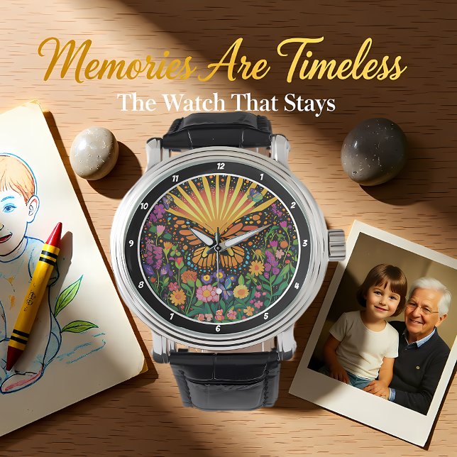 Reloj De Pulsera Dawn's Embrace" - Butterfly & Flowers (Subido por el creador)