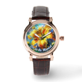 Reloj De Pulsera Daylily Daylilies Flower Yellow Teal Personalized