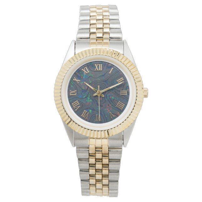 Reloj de pulsera de 2 tonos con diseño de ónix neg (Anverso)