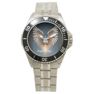 Reloj de pulsera de acero inoxidable Angel Wings