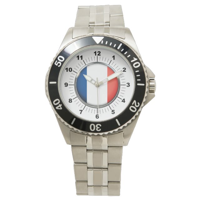 Reloj de pulsera de acero inoxidable con bandera d (Anverso)