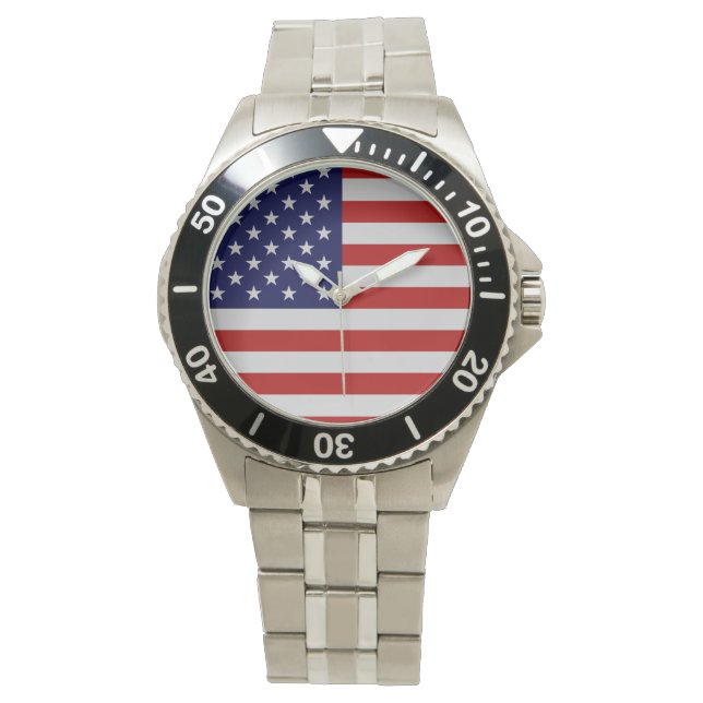 Reloj de pulsera de acero inoxidable con bandera e (Anverso)