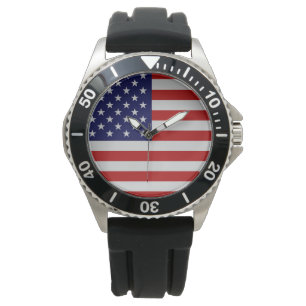 Reloj de pulsera de acero inoxidable con bandera e