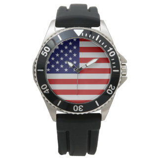 Reloj de pulsera de acero inoxidable con bandera e
