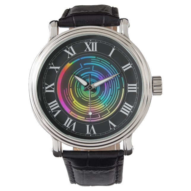 Reloj de pulsera de arcoiris colorido redondo (Anverso)