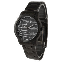 Reloj de pulsera de banda negra de hielo negro