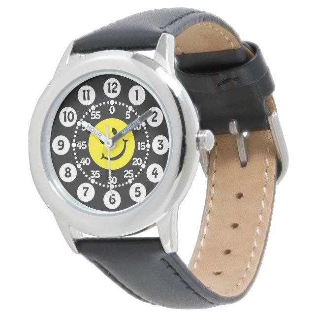 reloj de pulsera de cara negra, amarilla y blanca (Angular)