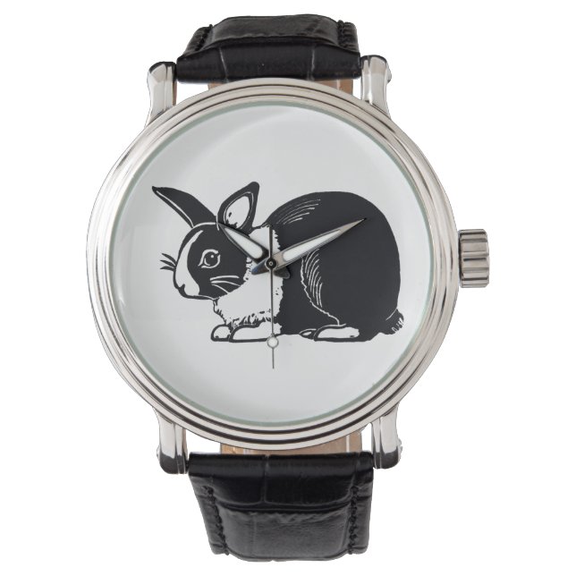 Reloj de pulsera de conejo negro y blanco neerland (Anverso)