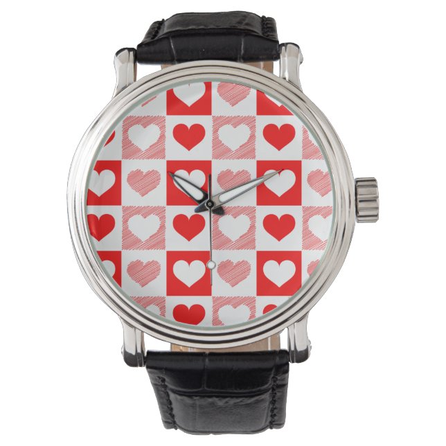 Reloj de Pulsera de Corazones Geométricos Modernos (Anverso)