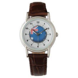 Reloj de pulsera de cuero clásico con bandera de A