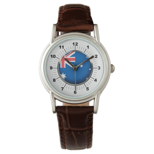 Reloj de pulsera de cuero clásico con bandera de A (Anverso)