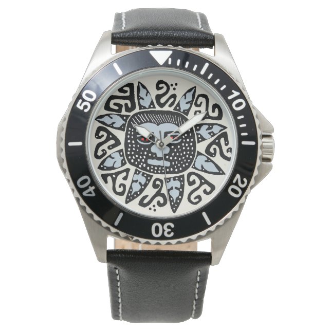Reloj de pulsera de cuero Kuna indio Del Sol (Anverso)