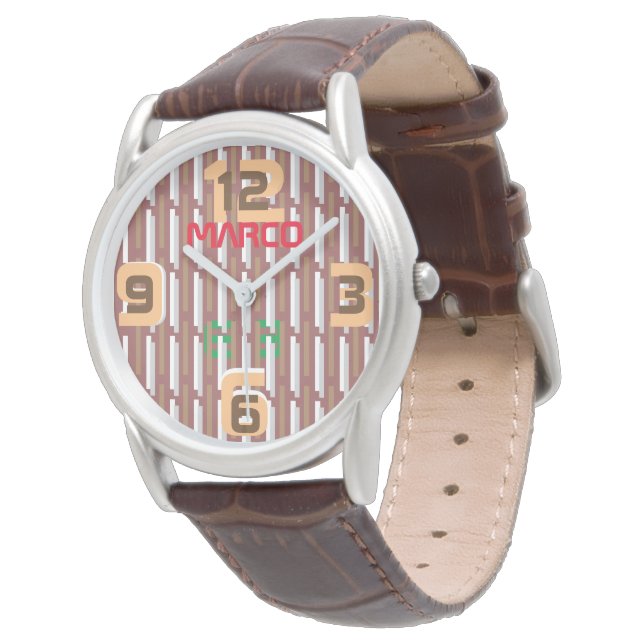 Reloj de pulsera de cuero marrón clásico para homb (Angular)