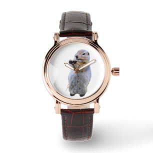 Reloj de pulsera de cuero marrón cuadrado para muj