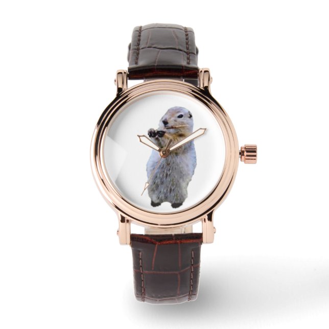 Reloj de pulsera de cuero marrón cuadrado para muj (Anverso)