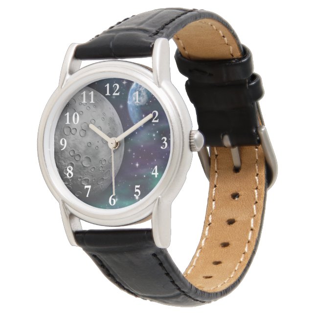 Reloj de pulsera de cuero negro clásico Cosmos (Angular)