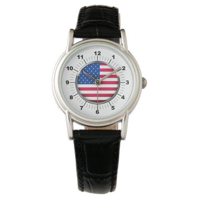 Reloj de pulsera de cuero negro clásico para mujer (Anverso)