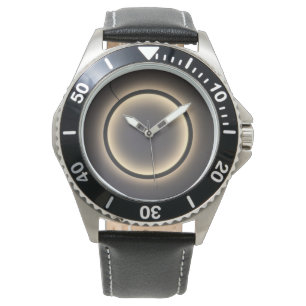 Reloj de pulsera de cuero negro y acero inoxidable