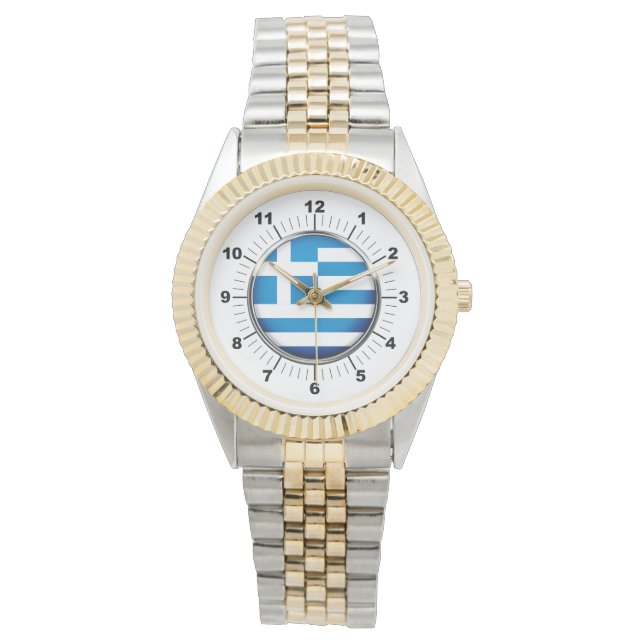 Reloj de pulsera de dos dedos con bandera griega f (Anverso)