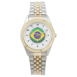 Reloj de pulsera de dos tonos con bandera de Brasi
