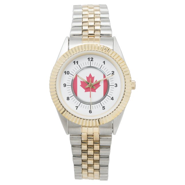 Reloj de pulsera de dos tonos con bandera de Canad (Anverso)