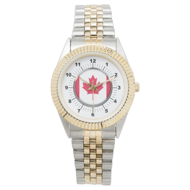 Reloj de pulsera de dos tonos con bandera de Canad (Anverso)