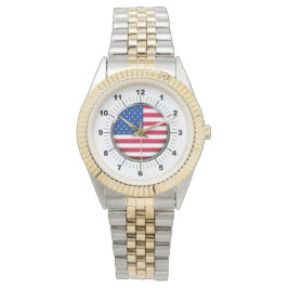 Reloj de pulsera de dos tonos con bandera de Estad