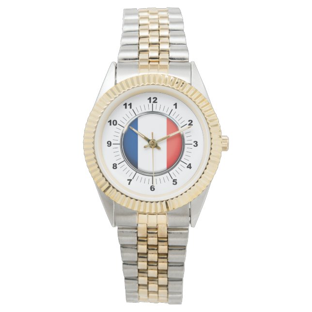 Reloj de pulsera de dos tonos con bandera de Franc (Anverso)