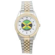 Reloj de pulsera de dos tonos con bandera de Jamai