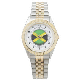 Reloj de pulsera de dos tonos con bandera de Jamai