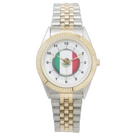Reloj de pulsera de dos tonos con bandera de Méxic