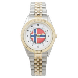 Reloj de pulsera de dos tonos con bandera de Norue