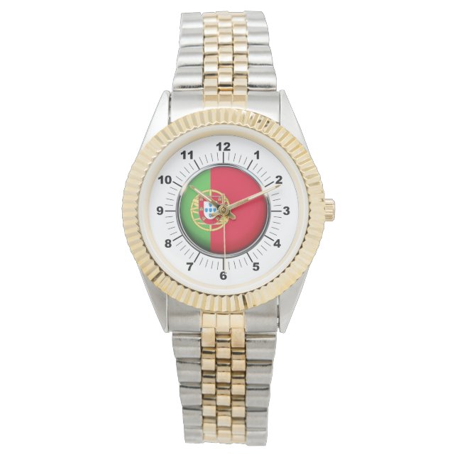 Reloj de pulsera de dos tonos con bandera de Portu (Anverso)