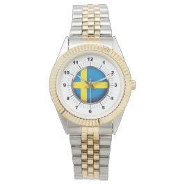 Reloj de pulsera de dos tonos con bandera de Sueci