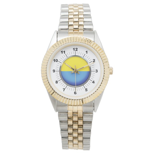 Reloj de pulsera de dos tonos con bandera de Ucran (Anverso)