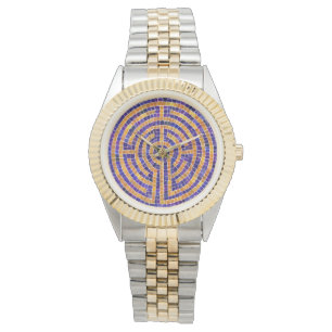 Reloj de pulsera de dos tonos con mosaico de laber