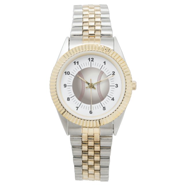 Reloj de pulsera de dos tonos de béisbol masculino (Anverso)