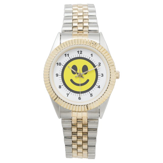 Reloj de pulsera de dos tonos de cara feliz de las (Anverso)
