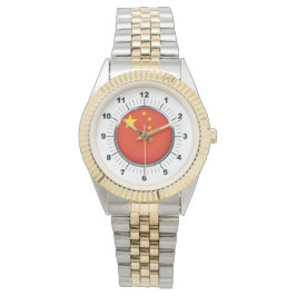 Reloj de pulsera de dos tonos de la bandera china 