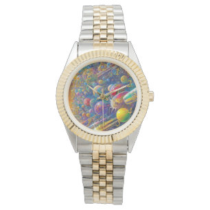 Reloj de pulsera de dos tonos Space Race con númer