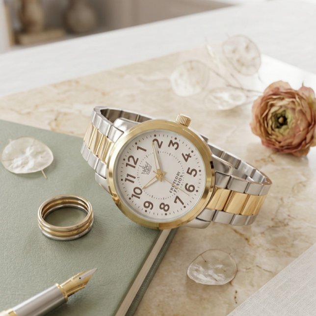 Reloj de pulsera de enlace de oro y plata de dos t (Subido por el creador)